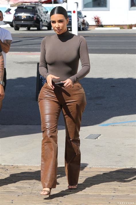 Kim Kardashian Wearing Leather Pants In Malibu Ca Kim Kardashian