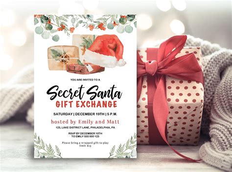 Secret Santa Invitation Printable T Exchange Holiday Invite