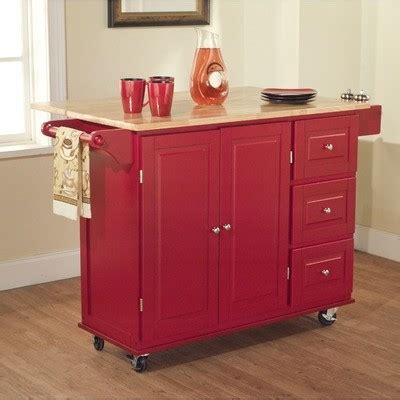Buy products such as 40 w kitchen island cart with storage and drawer wood countertop white at walmart and save. TMS Kitchen Cart With Three Drawers, Red - Traditional ...