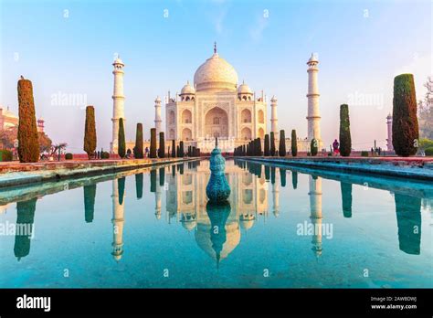 Taj Mahal Mausoleum At Sunset Agra India Stock Photo Alamy