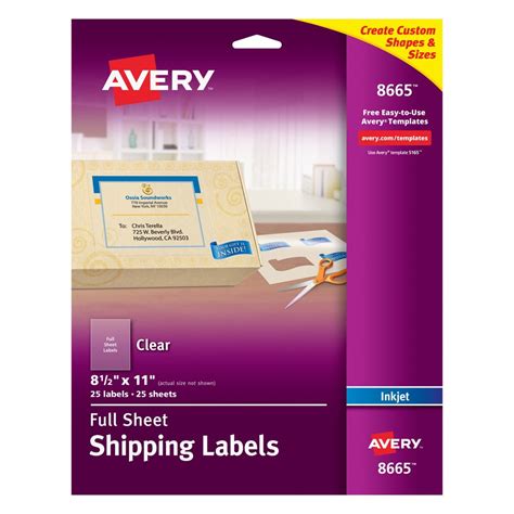 Avery Full Sheet Shipping Labels Permanent Adhesive Matte Frosted