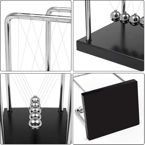 buy newtons cradle balance balls with black wooden base fun science physics learning desk toys