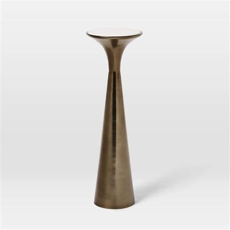 Solid raw mango wood top. Silhouette Pedestal Drink Table | west elm Canada