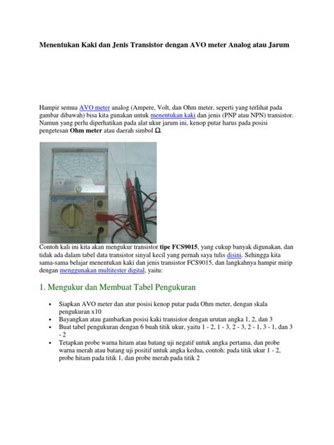 ››more information from the unit converter. Menentukan Kaki Dan Jenis Transistor Dengan AVO Meter ...