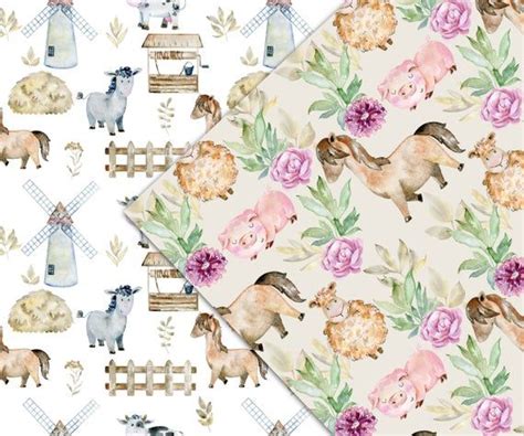 Farm watercolor farm animals watercolor Nursery Printables | Etsy