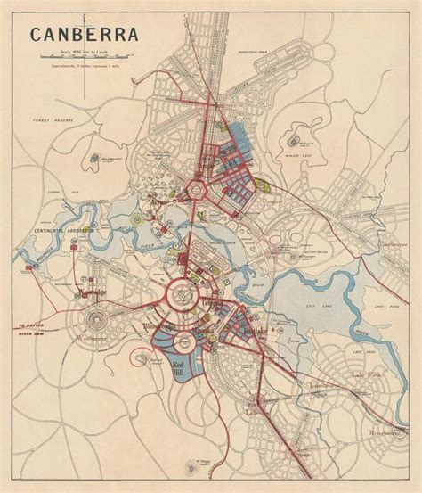 Canberra Map Old Map Of Canberra Print Archival Etsy In 2020 Old