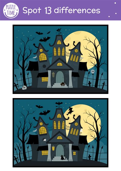 Halloween Find Differences Game For Children Autumn Educational