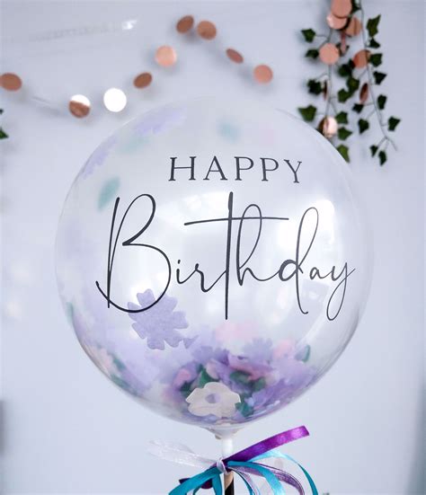 Outofmybubble Happy Birthday Balloon Cake Topper Flower Confetti