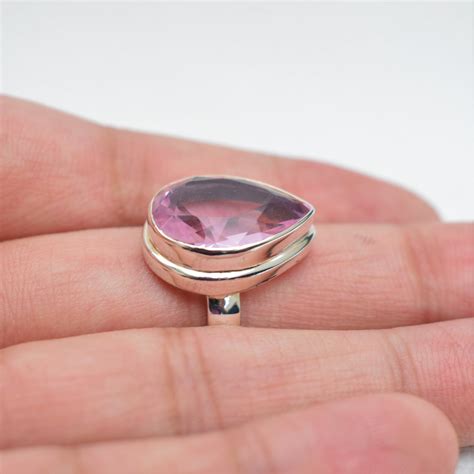 Pink Quartz Ring Handmade Silver Ring 925 Sterling Silver Etsy