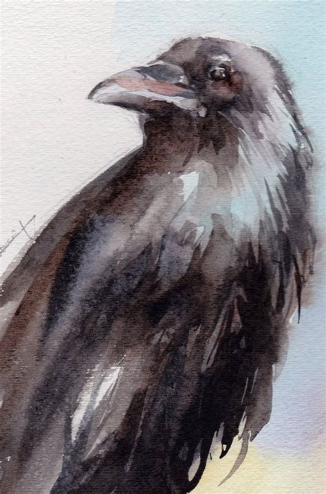Original Watercolor Painting Of Raven Bird Watercolour Art Etsy Art