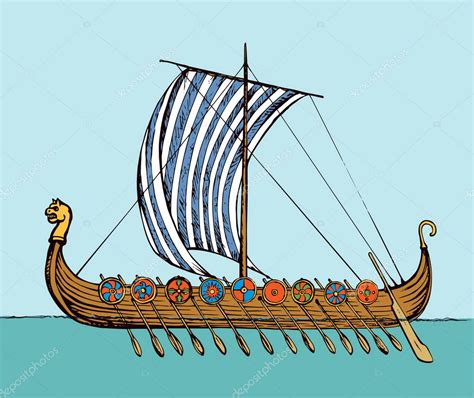Antigua Nave Vikinga Dibujo Vectorial 2022