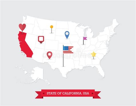 mapa del estado de california resaltado en el mapa de estados unidos ilustración del vector