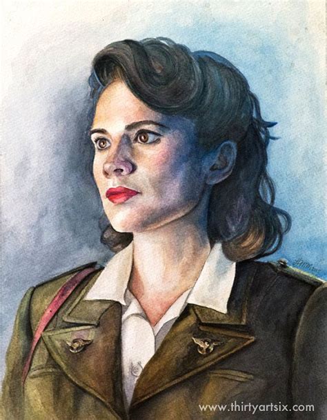Agent Carter Peggy Carter Capt America Watercolor Etsy Peggy Carter Agent Carter Marvel