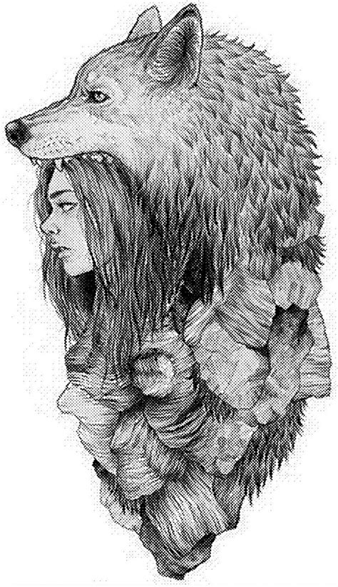 Laser Engraving Wolf Girl Art Template Bmp File Art Template Art