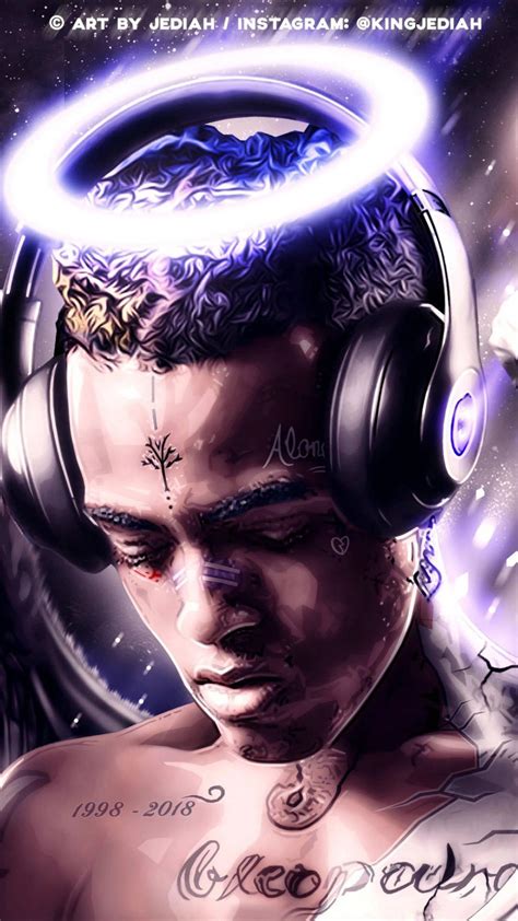 Download Cool Xxxtentacion With Halo And Headphones Wallpaper