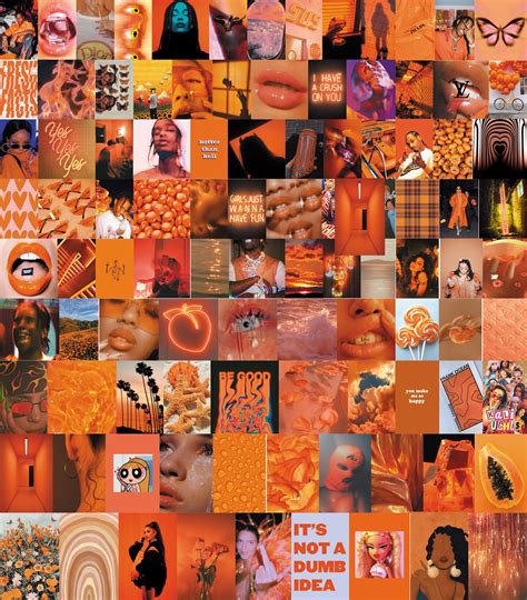 Orange Wall Collage Kit Orange Wall Collage Orange Aesthetic Etsy