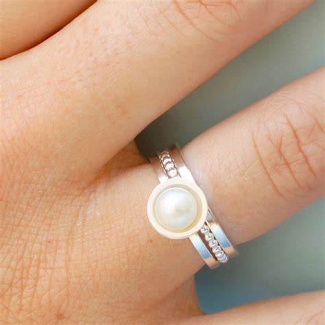 Dainty Pearl Ring Stacking Rings By Louy Magroos