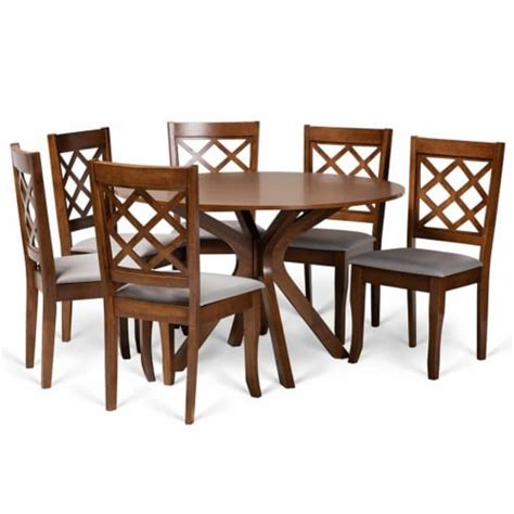 Bowery Hill Grey And Walnut Brown Finished Wood 7 Piece Dining Set 1