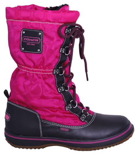 Coach Shaine Signature Snow Rain Boots Magenta 8 New Ebay