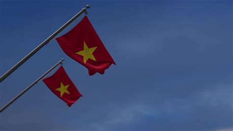Vietnam Flags In The Blue Sky 4k Motion Graphics Videohive