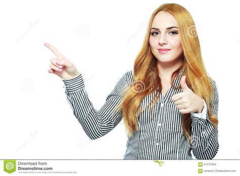 Woman Pointing Stock Photo Image Of Fashion Cute Pretty 67417904
