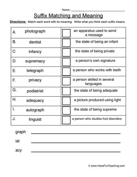 Science Prefixes And Suffixes Worksheets