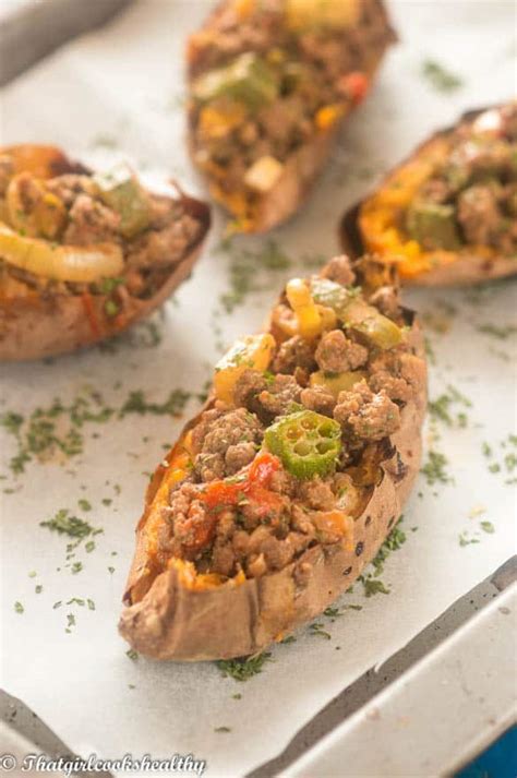 Loaded Beef Sweet Potato Skins That Girl Cooks Healthy