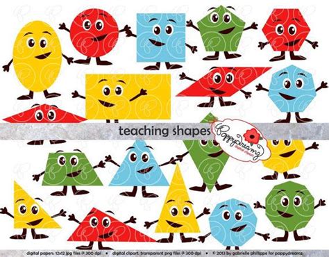 Teaching Shapes Flashcards And Clipart School Teacher Clip Etsy Uk