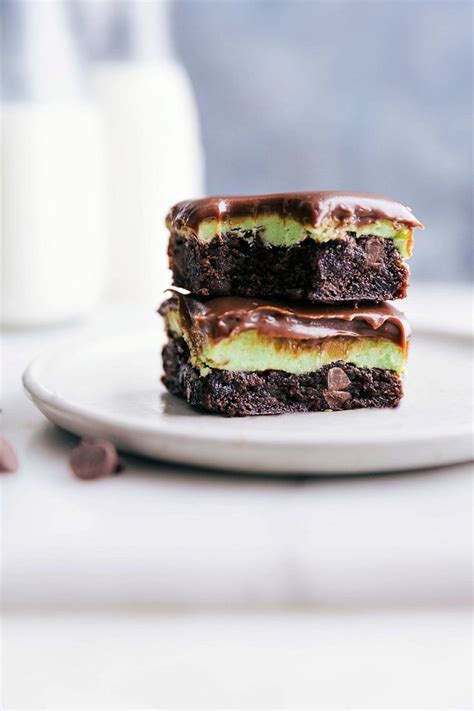 easy mint brownies with a thick layer of mint frosting and a soft chocolate ganache topping