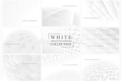 Collection Of Abstract White And Gray Geometric Backgrounds With