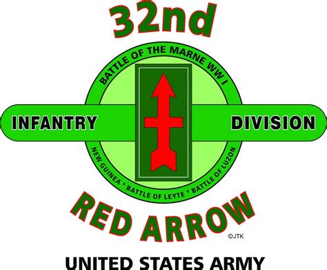 32nd Infantry Division Red Arrow Division United States Army White