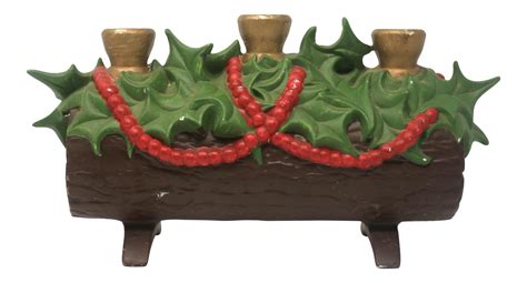 Vintage Yule Log Triple Candle Holder on Chairish.com | Candle holders, Ceramic candle holders ...