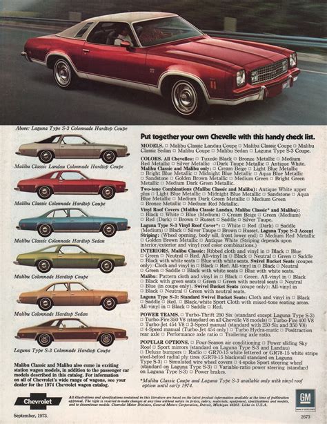Gm 1974 Chevrolet Chevelle Sales Brochure