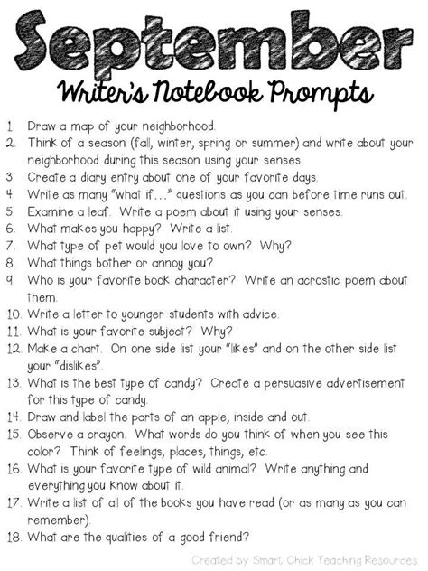 Narrative Writing Prompts For 5th Grade