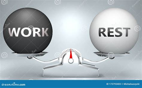 Work And Rest In Balance Pictured As A Scale And Words Work Rest