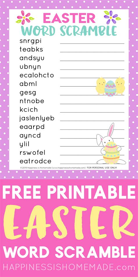 Free Printable Easter Word Scramble