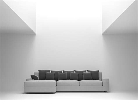 Premium Photo Modern White Living Room Interior Minimal Style 3d