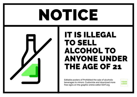 Editable Posters Of Prohibited The Sale Of Alcoholic Drinks To Minors