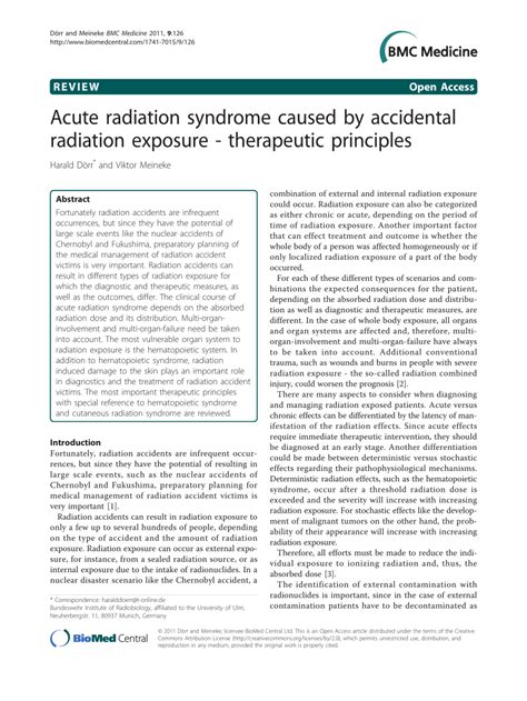 Pdf Acute Radiation Syndrome Caused By Accidental Radiation Exposure