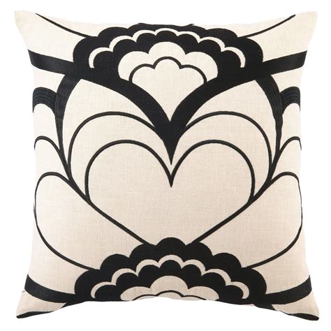 Trina Turk Deco Floral Black Embroidered Pillow Floral Decor Pillows