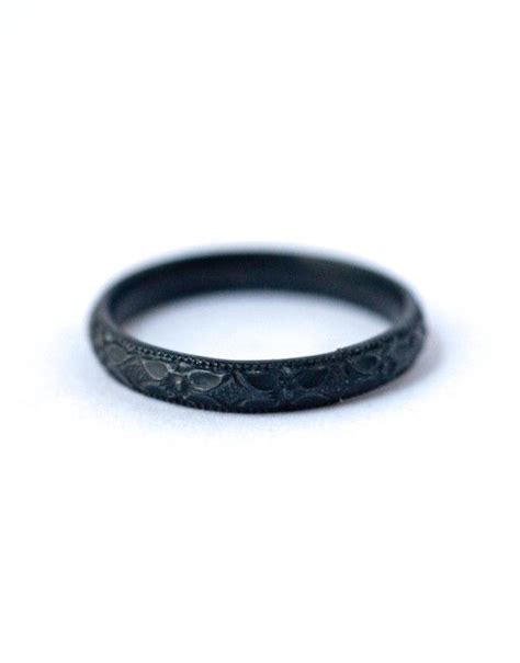 Pattern Ring Oxidized Silver Stackable Ring Lovegem Studio Black