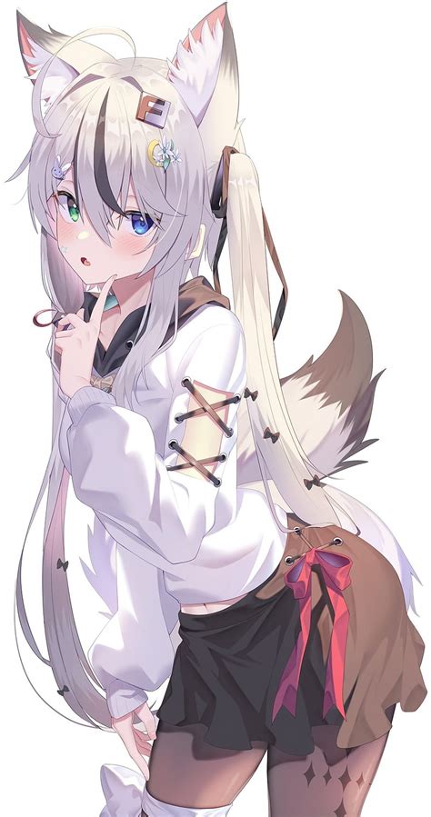 Neko Tyan Neko White Hair Cute Short Skirt Tail Anime Hd Phone