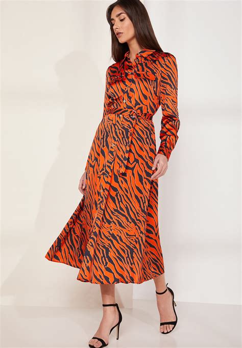 Buy Karen Millen Prints Tiger Print Belted Maxi Shirt Dress For Women