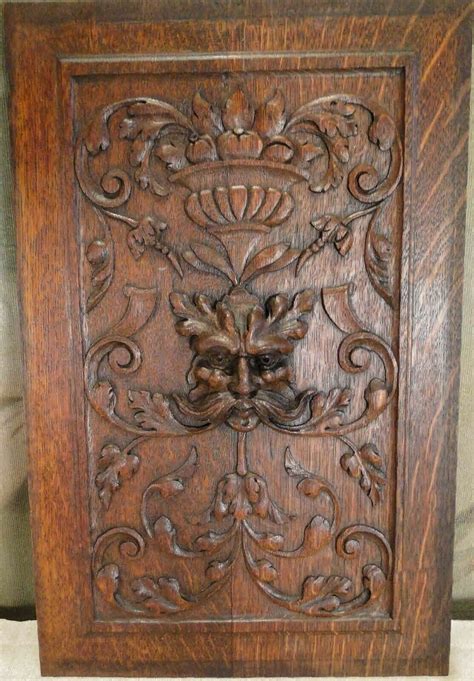HAND CARVED WOOD PANEL ANTIQUE FRENCH WALNUT North Wind SALVAGED ...