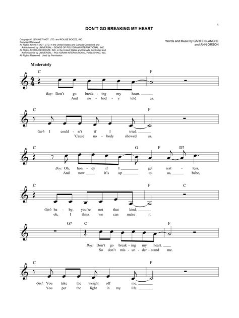Elton John - Don't Go Breaking My Heart sheet music