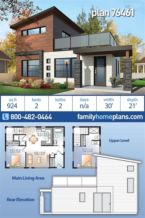 Plan 76461 Modern Home Plan 76461 Small House Plan 924 Sq Ft 2