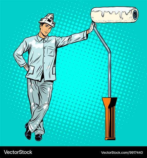 House Painter With Paint Rollers Royalty Free Vector Image