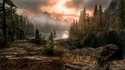 Skyrim Elder Scrolls Landscape Mountains Lake Wallpapers HD Desktop And Mobile Backgrounds