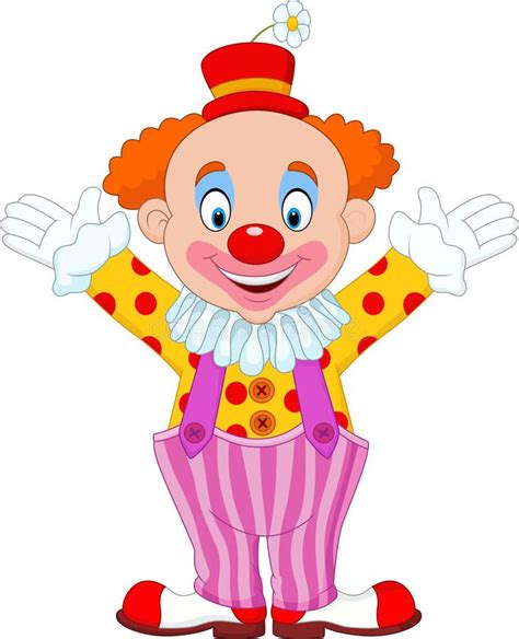 a cartoon clown standing with his hands in the air