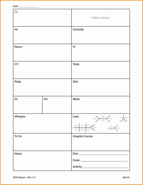 Printable Nursing Report Sheet Pdf Printable World Holiday